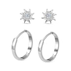 Set of 2 - Moissanite Stud & Hoop Earrings in Platinum Overlay Sterling Silver