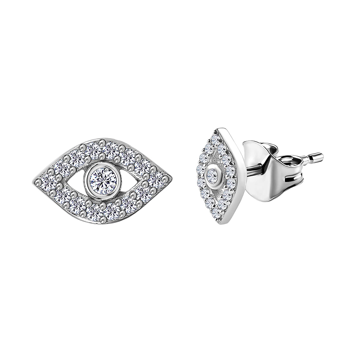 Set of 3 - Moissanite Solitaire Stud Push Post Earring in Platinum Overlay Sterling Silver 0.790 Ct 4179109 3