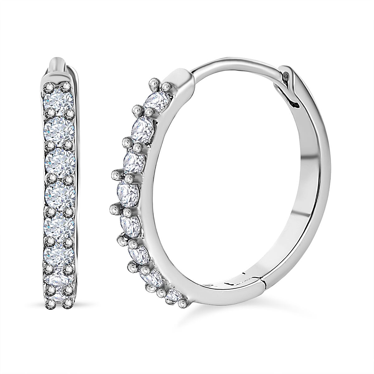 Set of 3 - Moissanite Solitaire Stud Push Post Earring in Platinum Overlay Sterling Silver 0.790 Ct 4179109 4