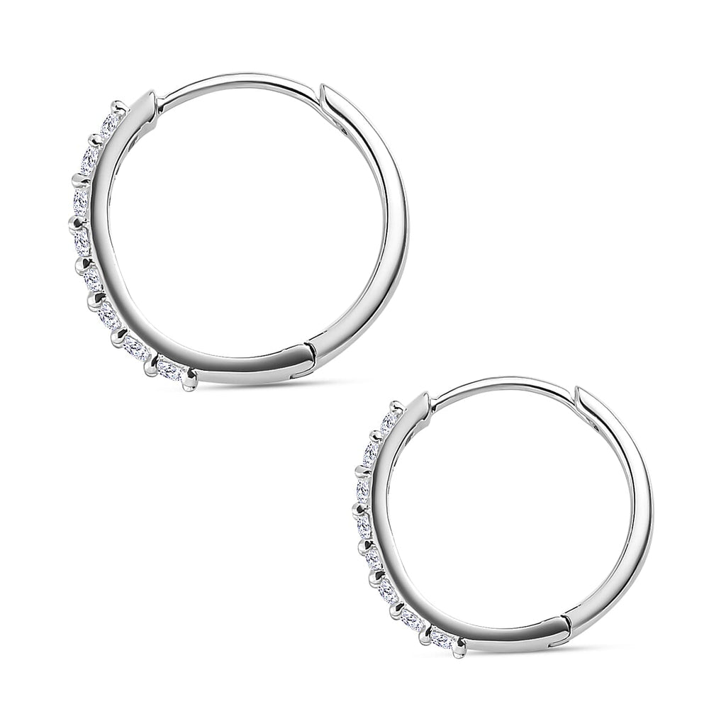Set of 3 -  Moissanite Solitaire Stud Push Post Earring in Platinum Overlay Sterling Silver 0.42 ct  0.790  Ct.