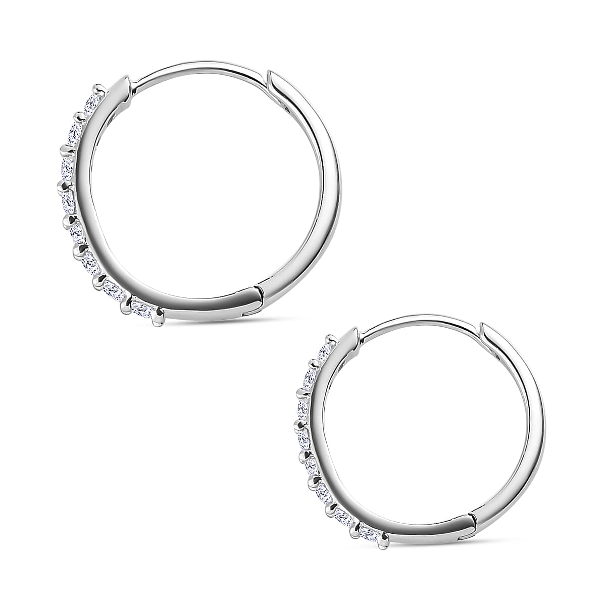Set of 3 - Moissanite Solitaire Stud Push Post Earring in Platinum Overlay Sterling Silver 0.790 Ct 4179109 5
