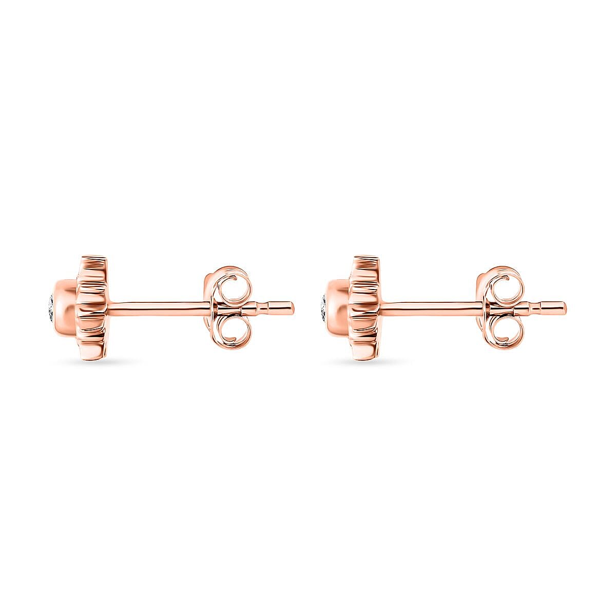 Set of 2 -  Moissanite Solitaire Stud Push Post Earring in 18K Vermeil Rose Gold Plated Sterling Silver 4179070 5