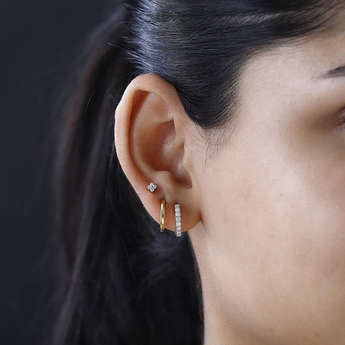 Set of 3 - Moissanite Solitaire and Hoop Earrings in 18K Vermeil Yellow Gold Plated Sterling Silver 4179119 1