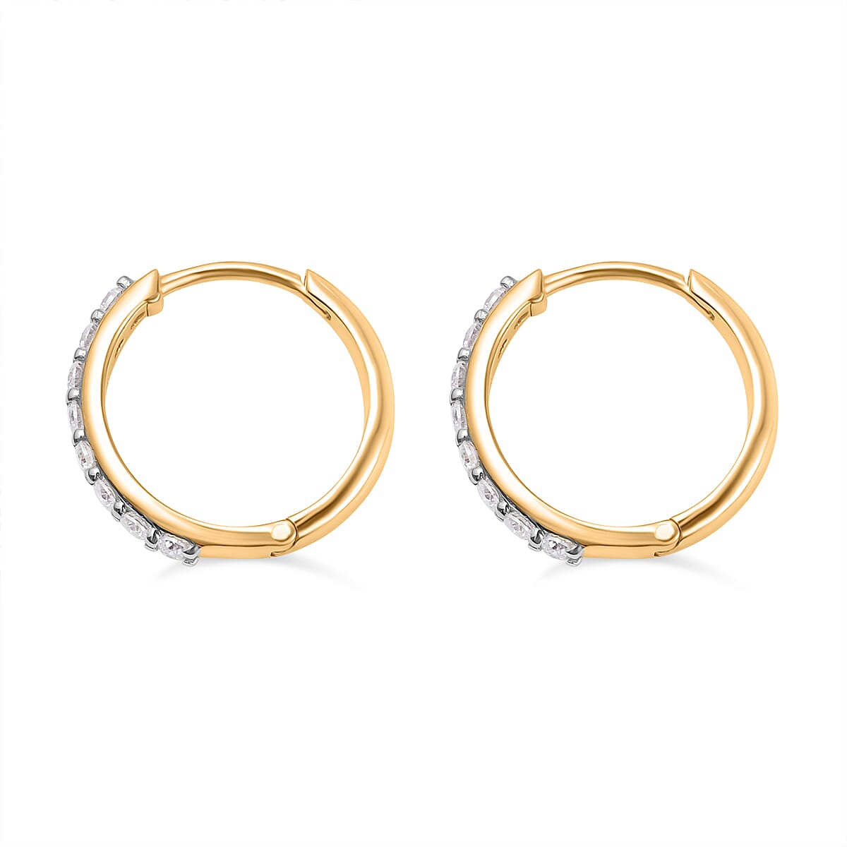 Set of 3 - Moissanite Solitaire and Hoop Earrings in 18K Vermeil Yellow Gold Plated Sterling Silver 4179119 5
