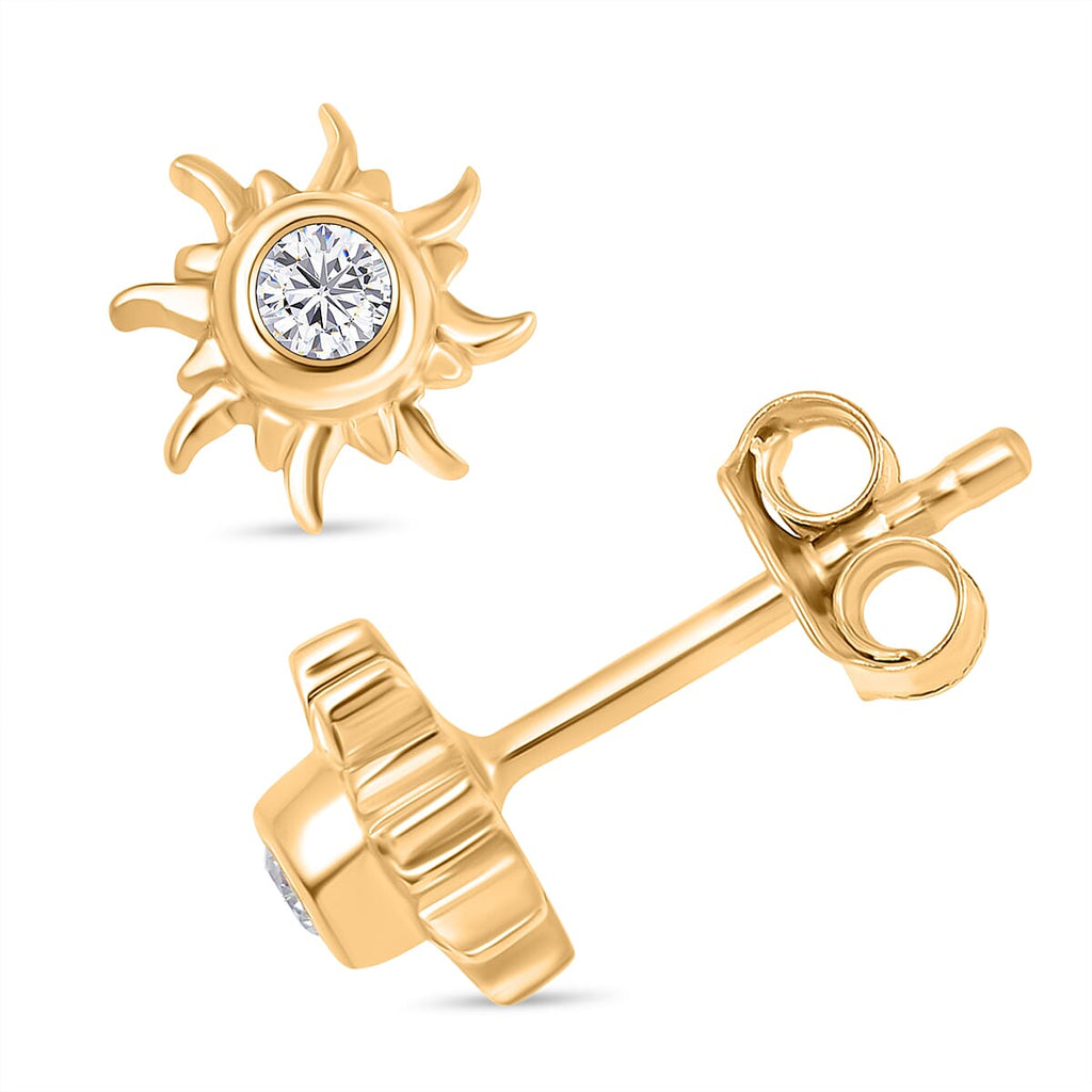 Set of 3 -  Moissanite Solitaire Stud Push Post Earring in Vermeil YG Sterling Silver  0.530  Ct.