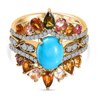 Set of 3 -  Multi-Tourmaline  Sleeping Beauty Turquoise,  White Zircon Stackable Ring in Vermeil YG Sterling Silver 3.54 ct  Silver Wt. 8.4 Gms  5.580  Ct.