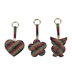 Set of 3 Crystal Keychain (Pattern- Owl, Heart & Flower) - Rainbow