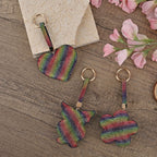 Set of 3 Crystal Keychain (Pattern- Owl, Heart & Flower) - Rainbow