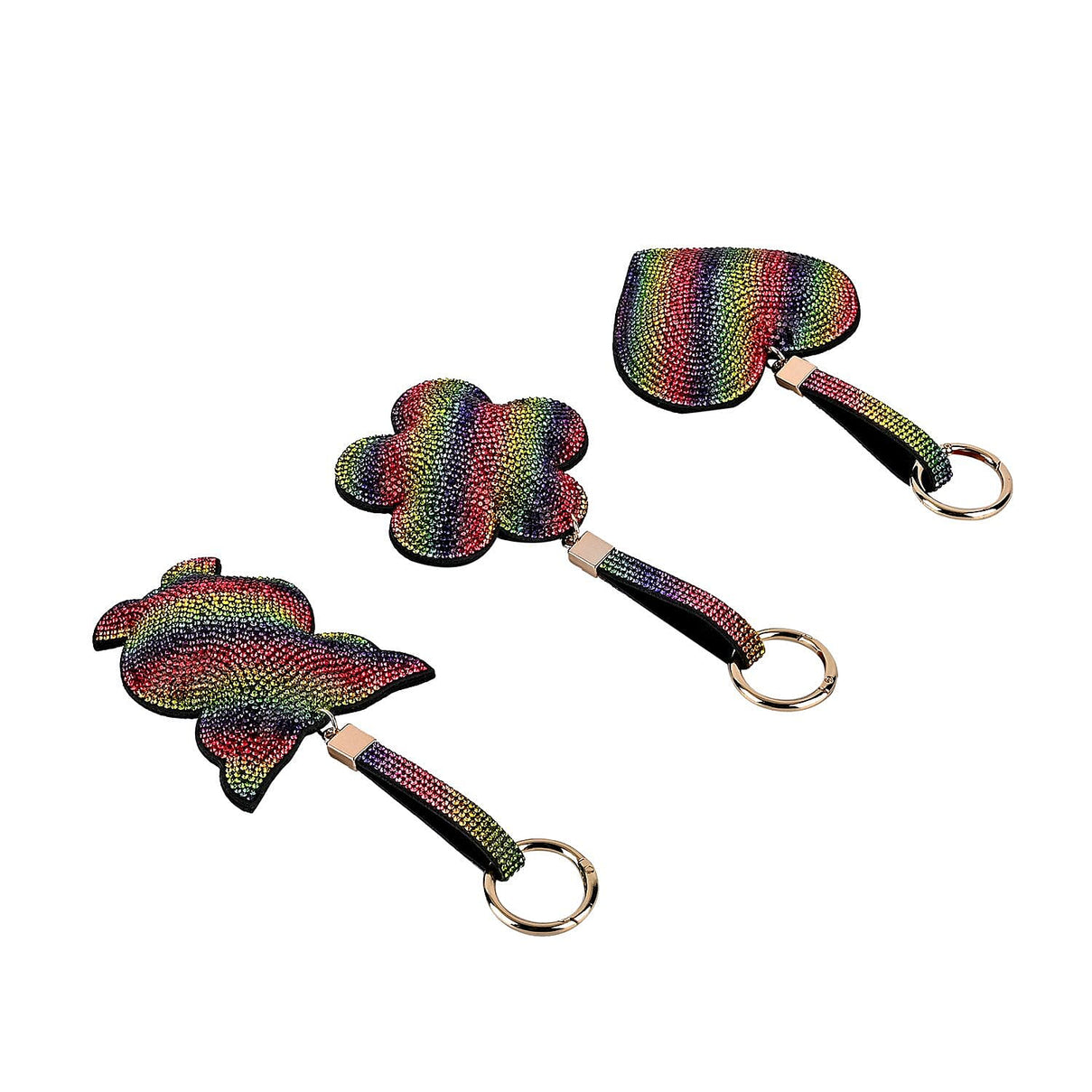 Set of 3 Crystal Keychain (Pattern- Owl, Heart &amp; Flower) - Rainbow 7582609 3