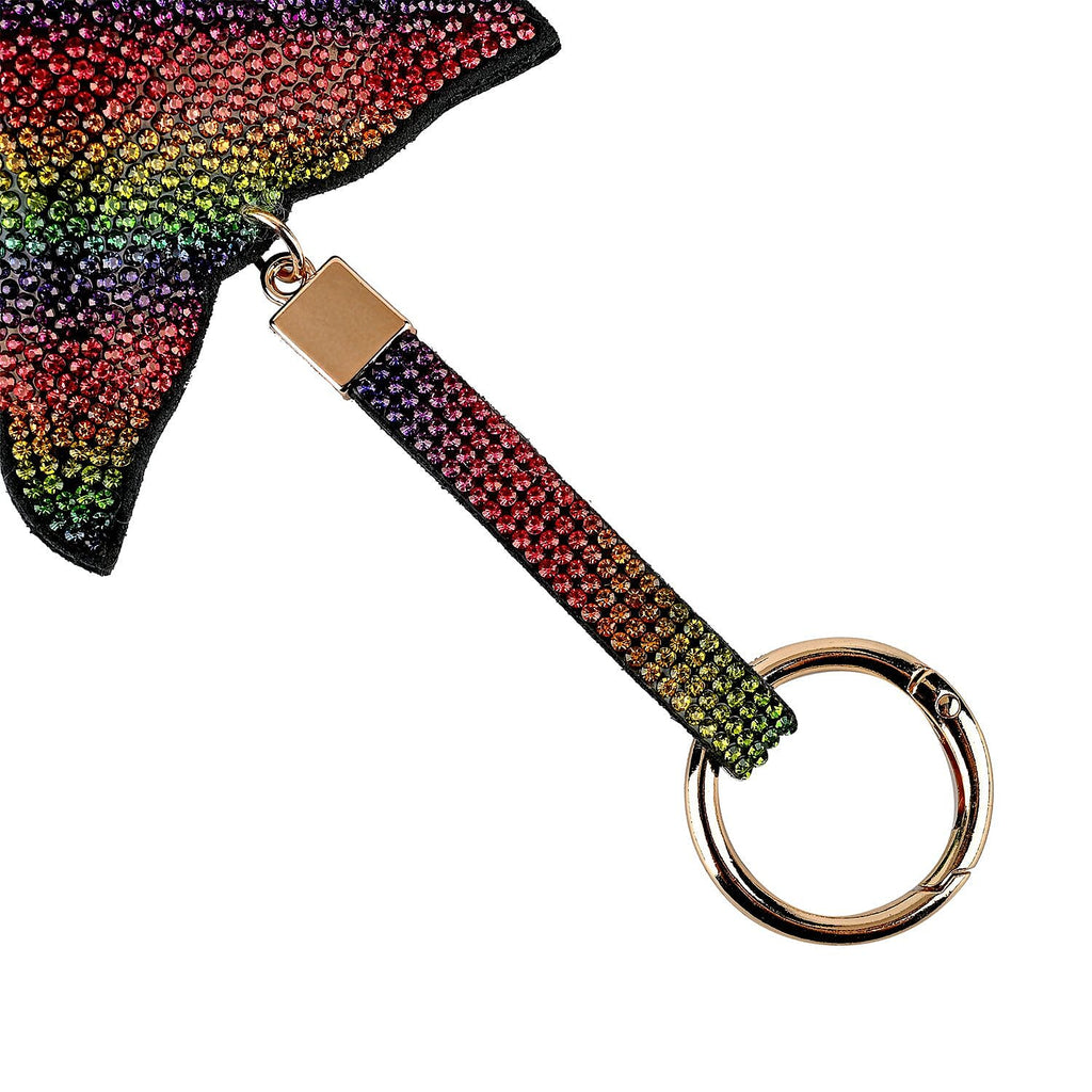 Set of 3 Crystal Keychain (Pattern- Owl, Heart & Flower) - Rainbow