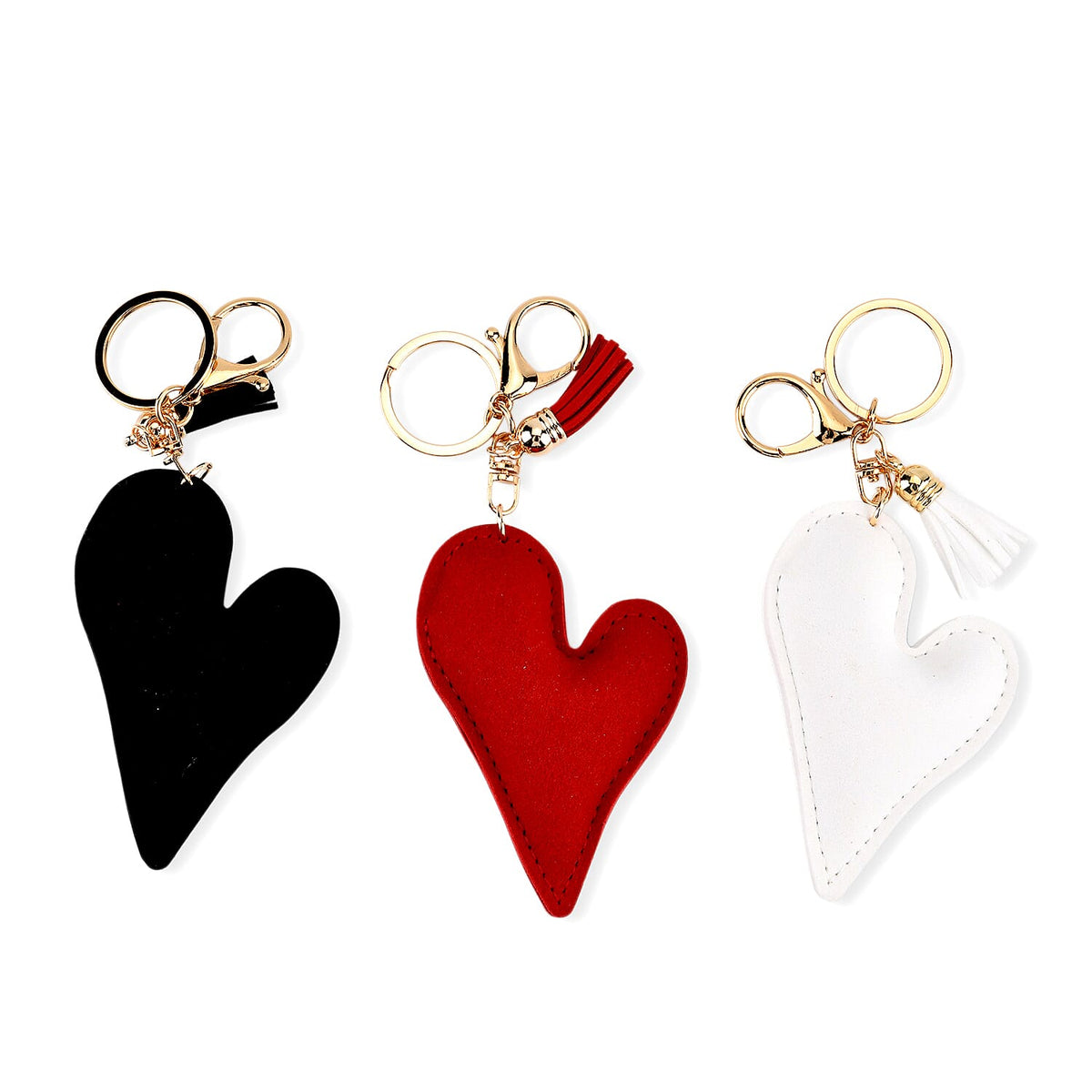 Set of 3 Rhinestone Heart Keychains - Red, White &amp; Black 8413774 4
