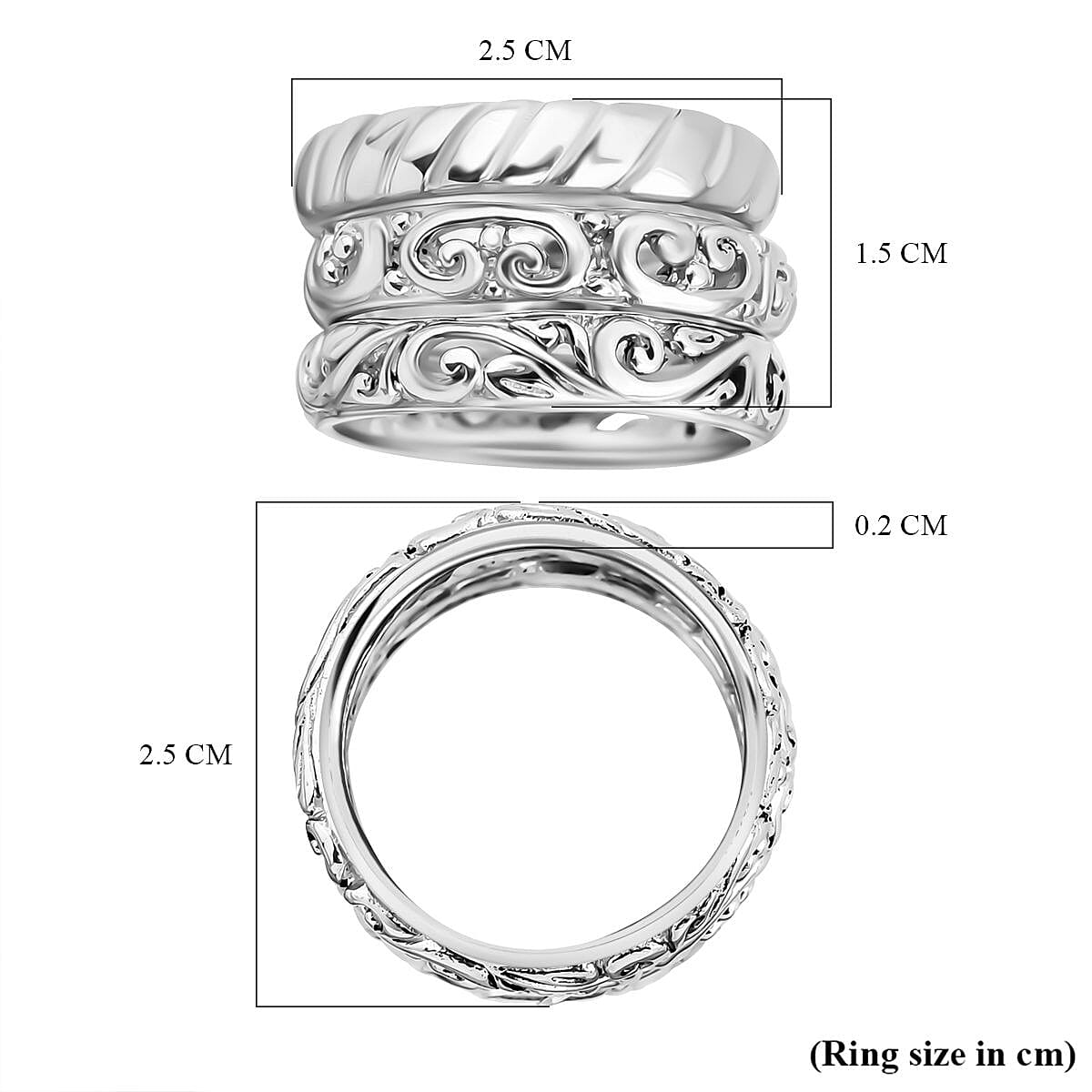Royal Bali Legacy Collection Set of 3 Island Rings Sterling Silver 4292408 5