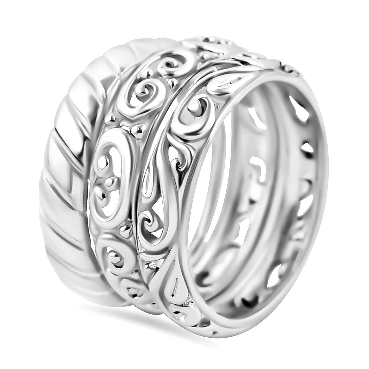 Royal Bali Legacy Collection Set of 3 Island Rings Sterling Silver 4292417 3