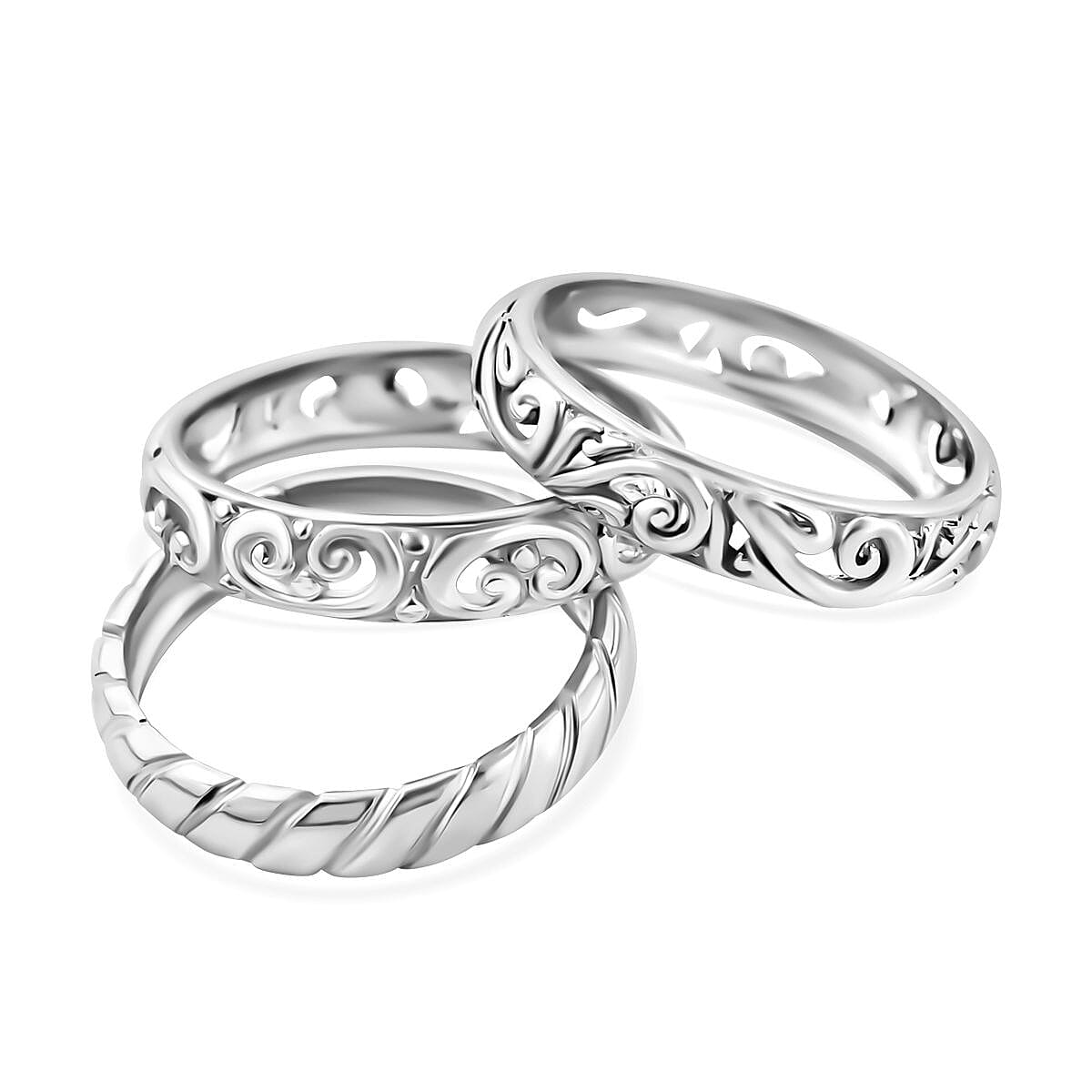 Royal Bali Legacy Collection Set of 3 Island Rings Sterling Silver 4292417 4