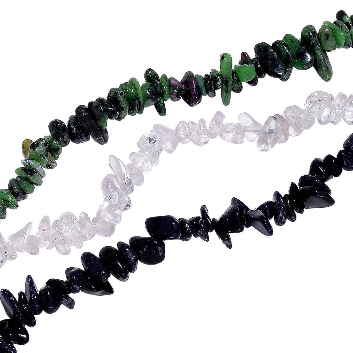 Set of 3 - Ruby Zoisite, Blue Goldstone and White Austrian Crystal Necklace (Size 36) 1079870 2