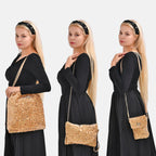 Lowest Ever Price - Set of 3 Sequin Bag (Includes Shoulder Bag, Crossbody Bag - Clutch Bag) - Champagne