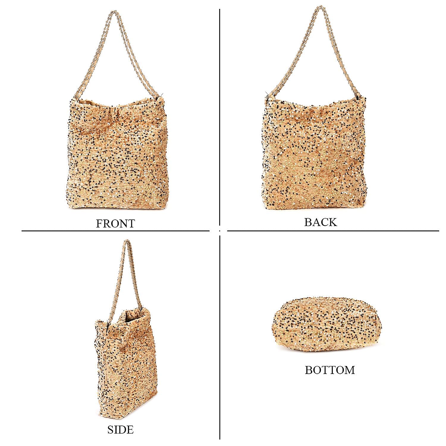 Set of 3 Sequin Bag (Includes Shoulder Bag, Crossbody Bag &amp; Clutch Bag) - Champagne 7618646 3