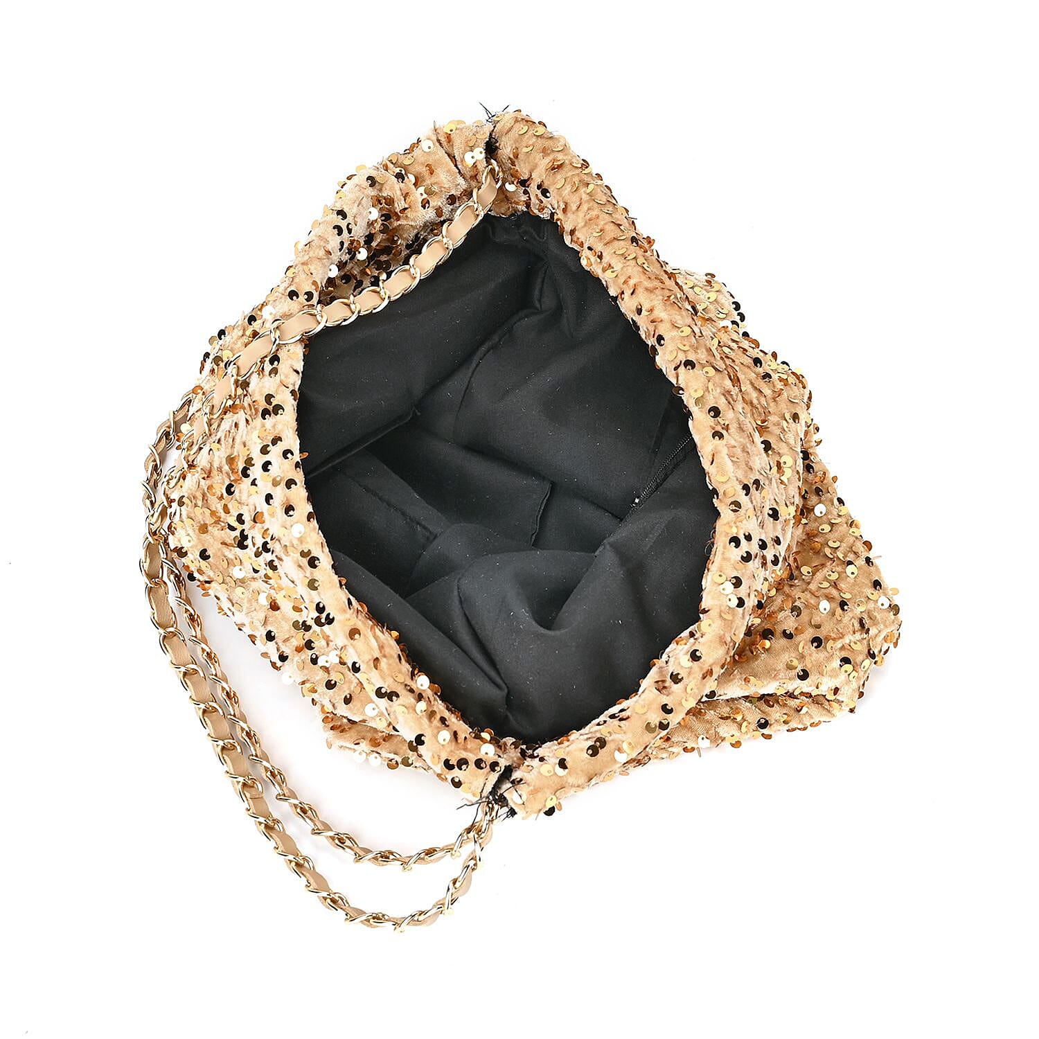 Set of 3 Sequin Bag (Includes Shoulder Bag, Crossbody Bag &amp; Clutch Bag) - Champagne 7618646 4