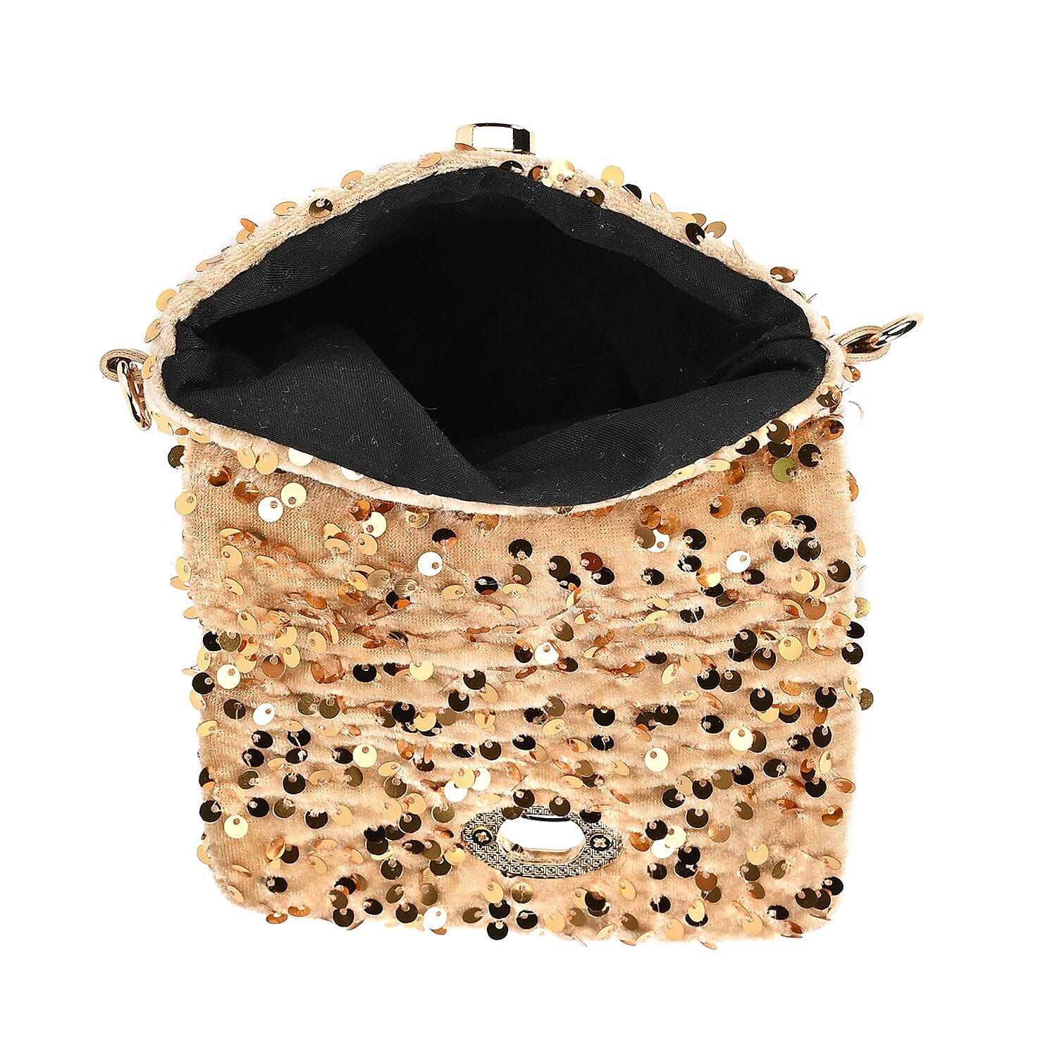Set of 3 Sequin Bag (Includes Shoulder Bag, Crossbody Bag &amp; Clutch Bag) - Champagne 7618646 7