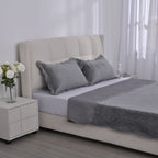 3 Pcs Set Summer Quilt and 2 Pillowcases (Size 225x220 Cm) - Grey