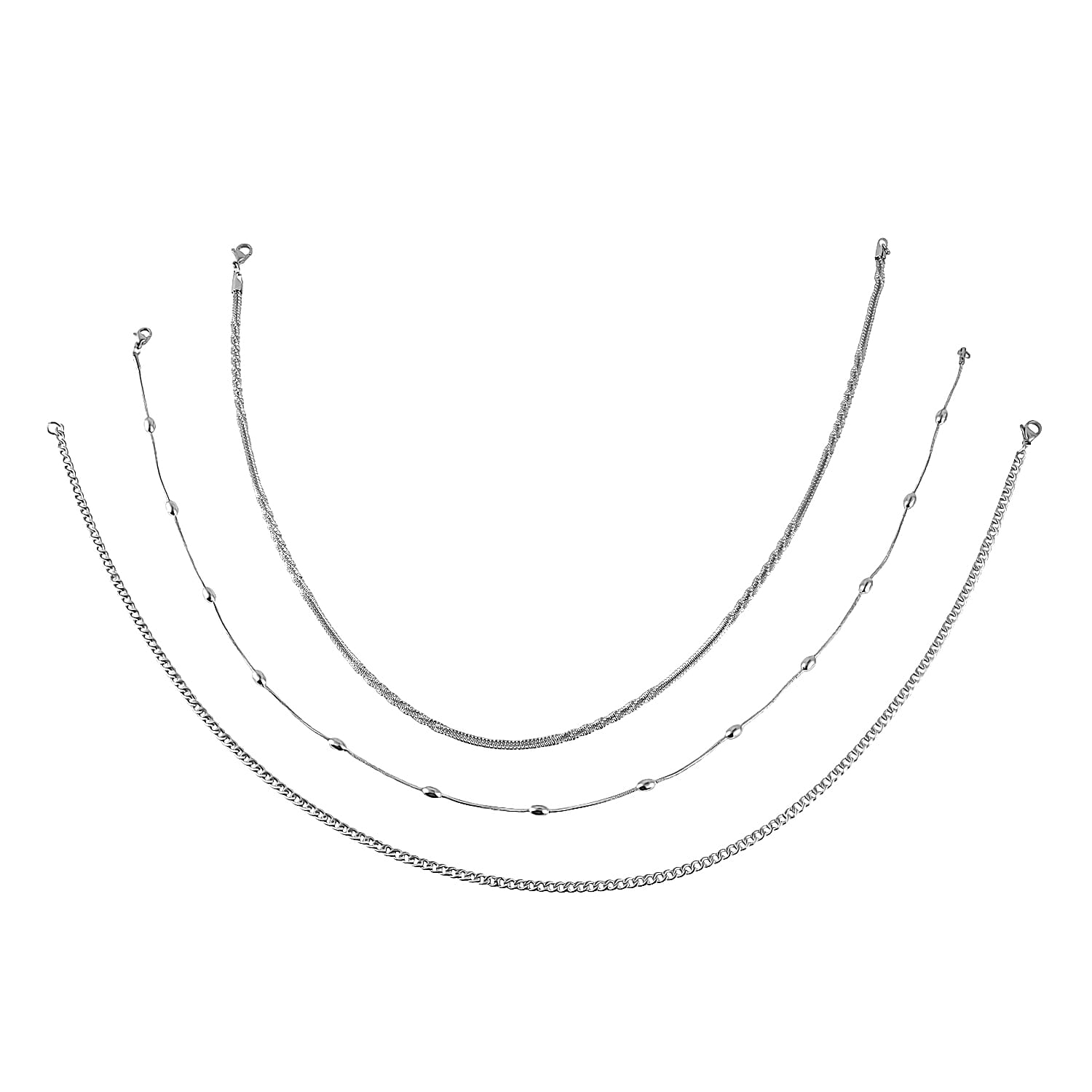 Set of 3 Set Chain Necklace in Stainless Steel 20 Inch 3475718 0