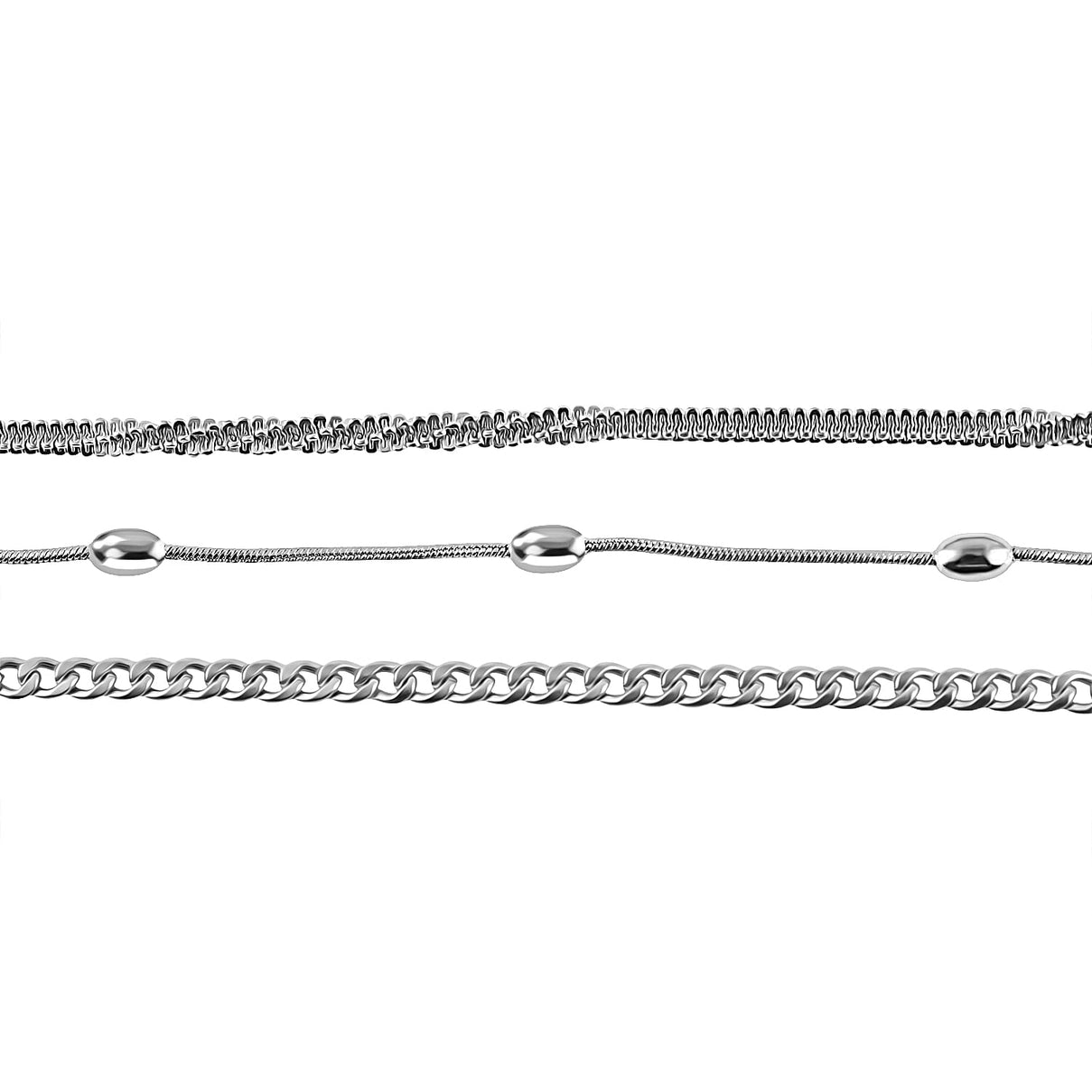 Set of 3 Set Chain Necklace in Stainless Steel 20 Inch 3475718 2