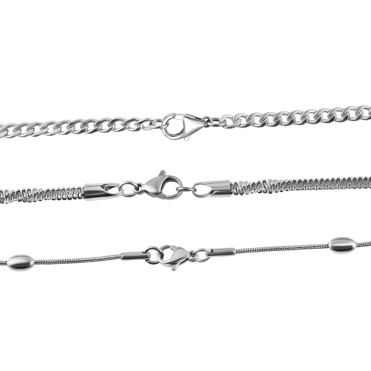 Set of 3 Set Chain Necklace in Stainless Steel 20 Inch 3475718 3