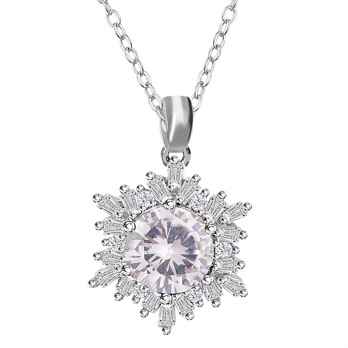 3 Piece Set - Simulated Diamond Pendant with Chain (Size 20 with 2 Inch Extender), Earrings (with Push Back) and Ring in Silver Tone 4123749 5