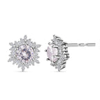3 Piece Set - Simulated Diamond Pendant with Chain (Size 20 with 2 Inch Extender), Earrings (with Push Back) and Ring in Silver Tone