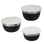 Set of 3 Stainless Steel Bowl with Plastic Lid - Black