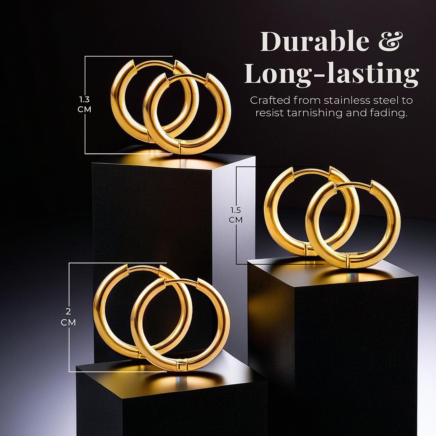 Set of 3 - Huggie Hoop Earrings - Small, Medium, Large 4206740 6
