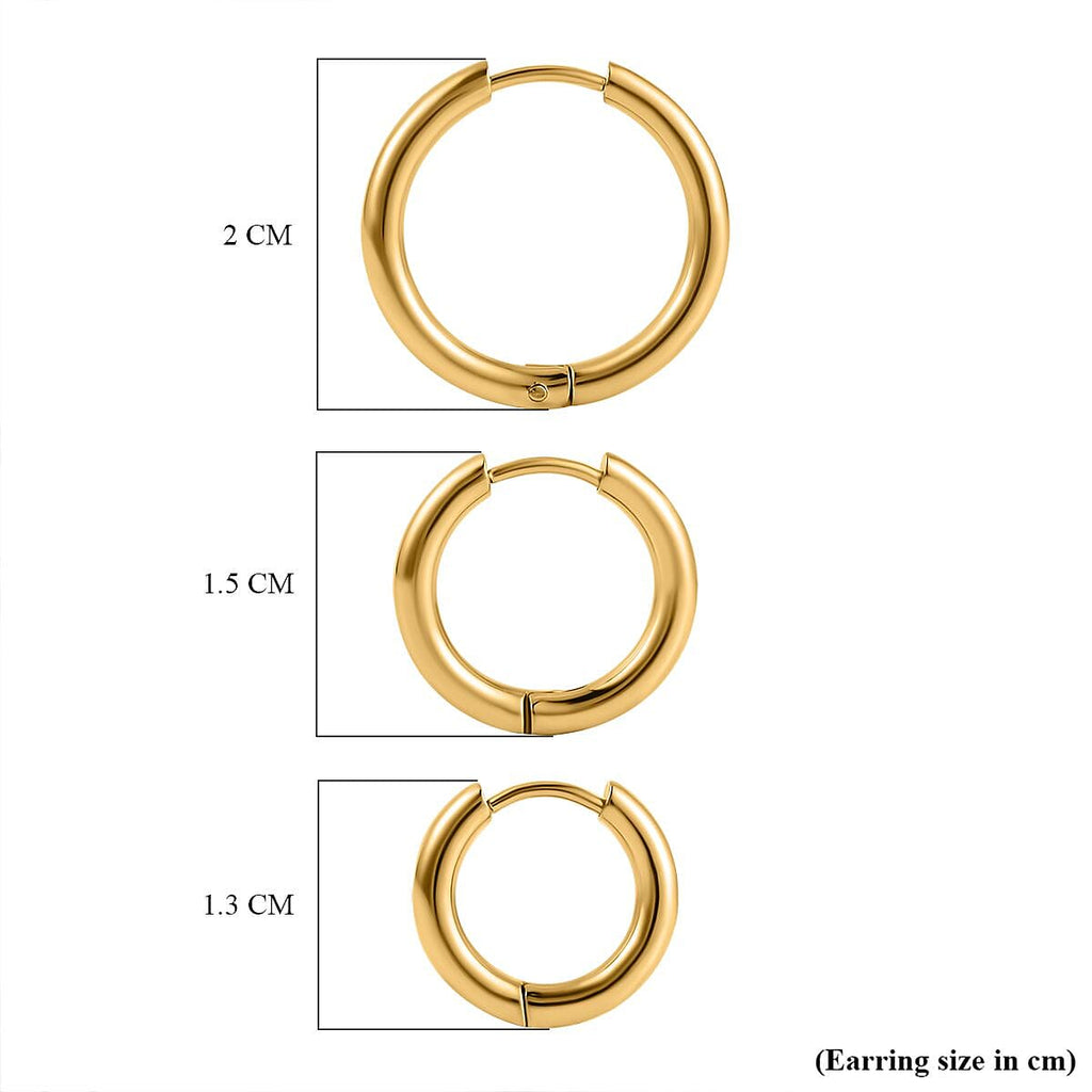 Set of 3 - Huggie Hoop Earrings - Small, Medium, Large