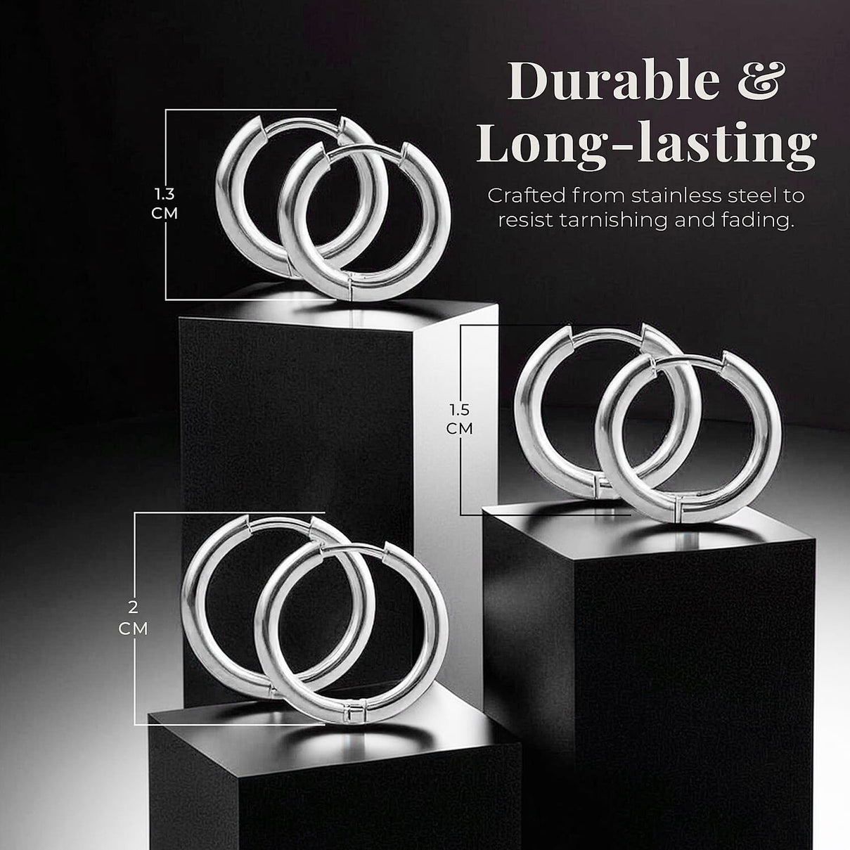 Set of 3 - Stainless Steel Huggie Hoop Earrings 4206739 5