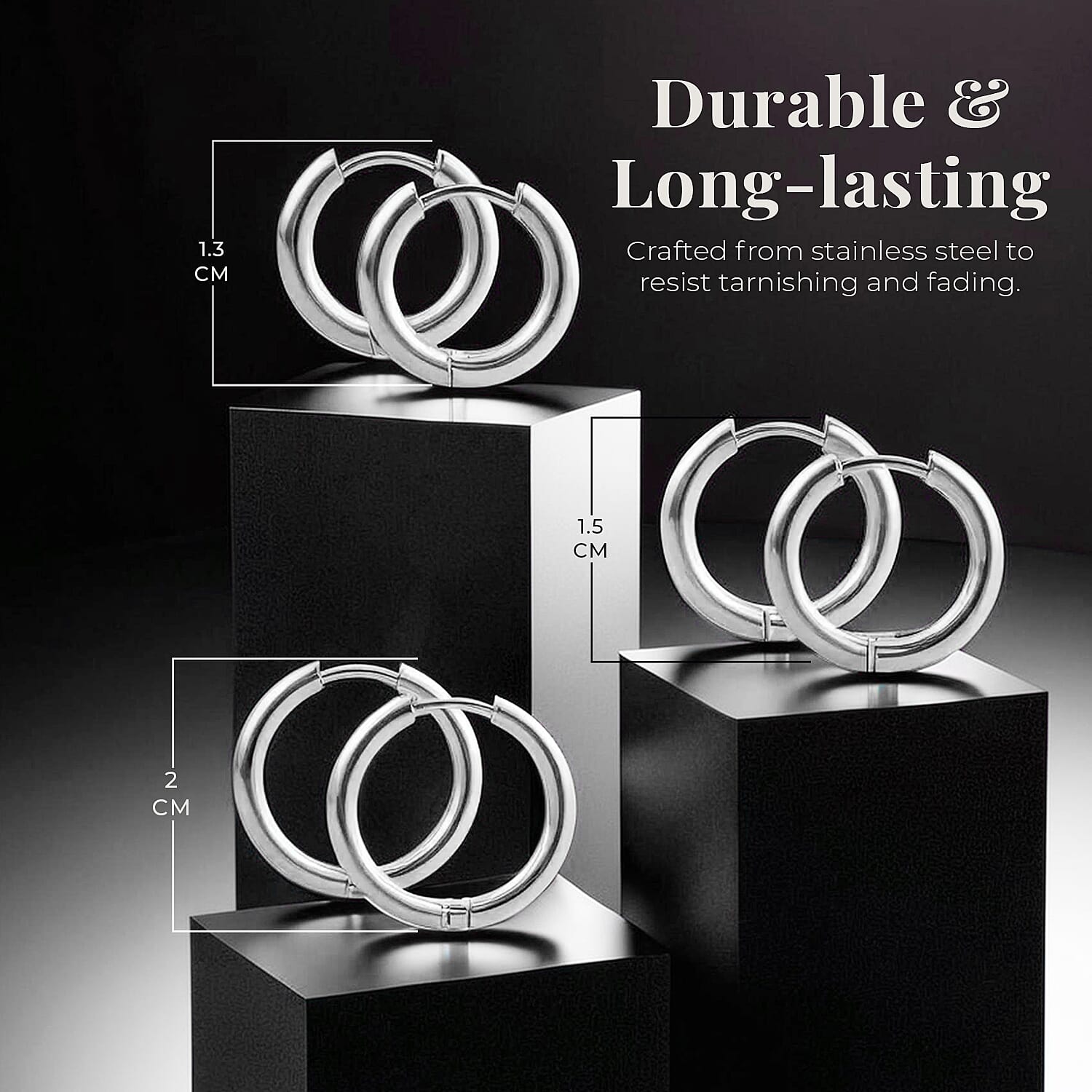 Set of 3 - Stainless Steel Huggie Hoop Earrings 4206739 5