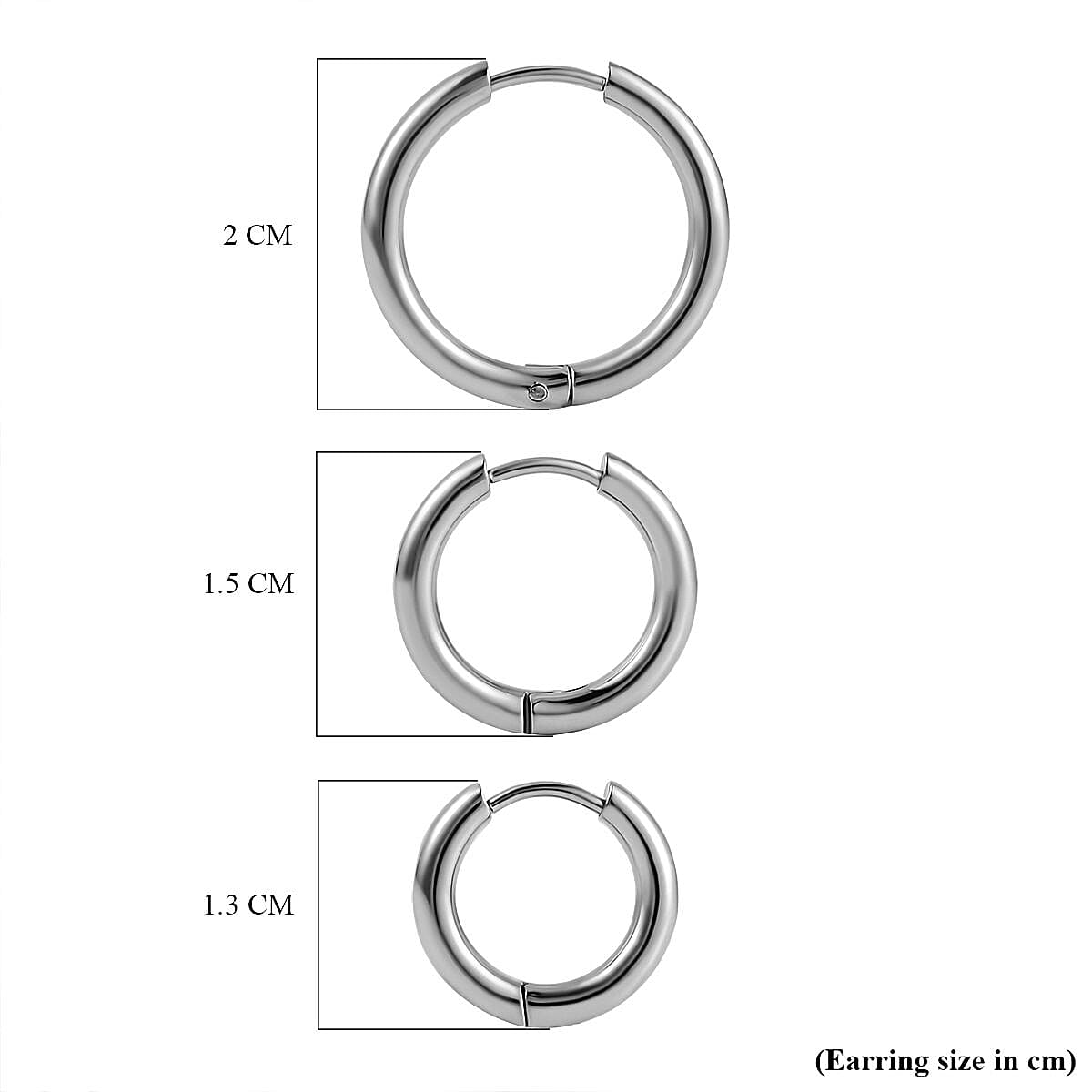 Set of 3 - Stainless Steel Huggie Hoop Earrings 4206739 7