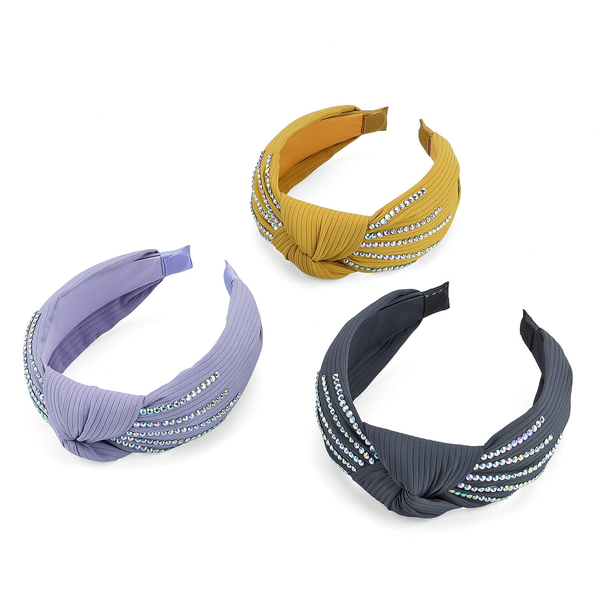 Tamsy Set of 3 Knotted Headband - Grey, Yellow &amp; Purple 8247704 0