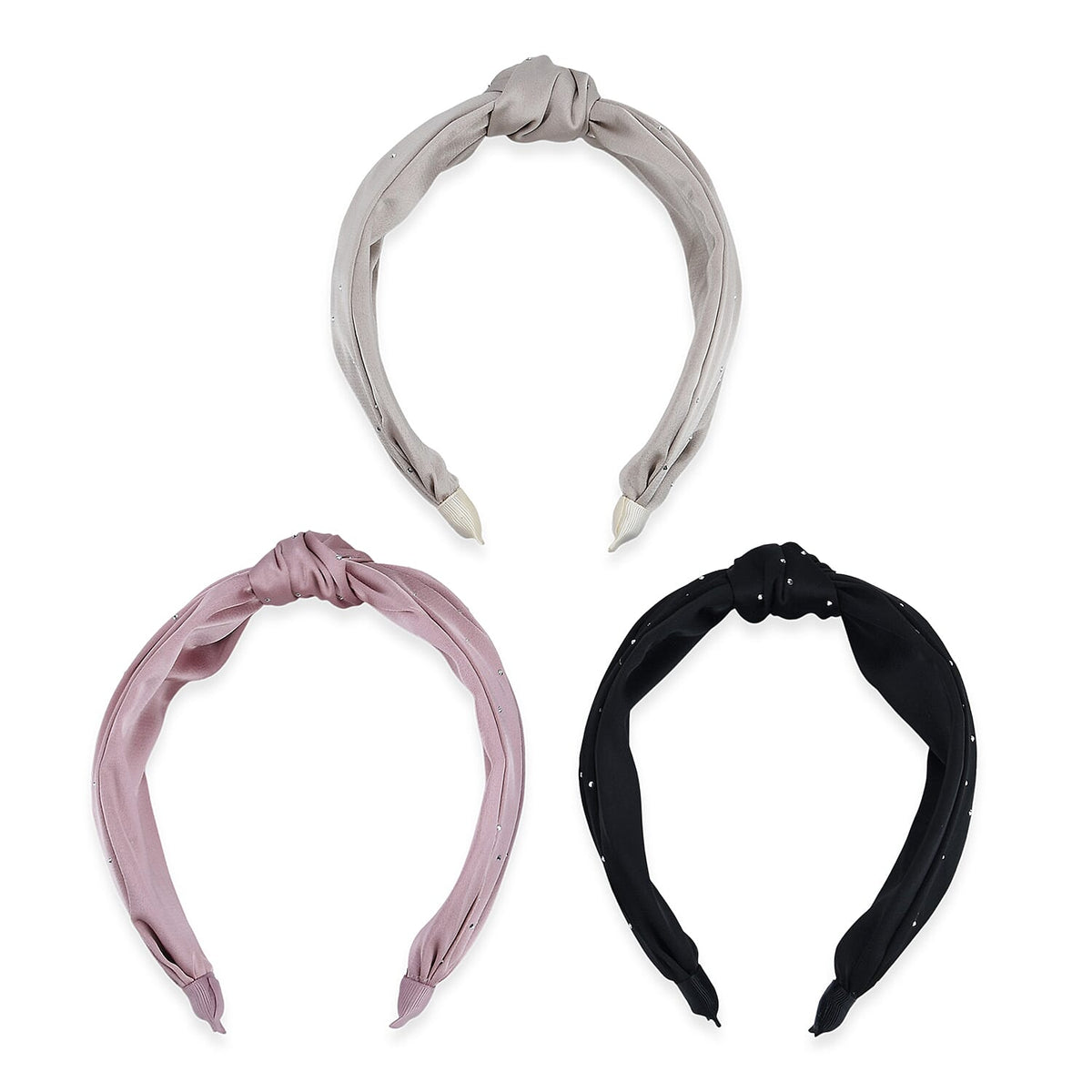 Tamsy Set of 3 Knotted Headbands - Pink, White &amp; Black V32530338 8