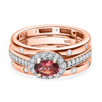 Set of 3 -  Tanzanian Blush Garnet,  White Zircon Main Stone With Side Stone Ring in 18K RG Vermeil Sterling Silver 0.56 ct  Silver Wt. 6 Gms  1.580  Ct.