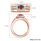 Set of 3 -  Tanzanian Blush Garnet,  White Zircon Main Stone With Side Stone Ring in 18K RG Vermeil Sterling Silver 0.56 ct  Silver Wt. 6 Gms  1.580  Ct.