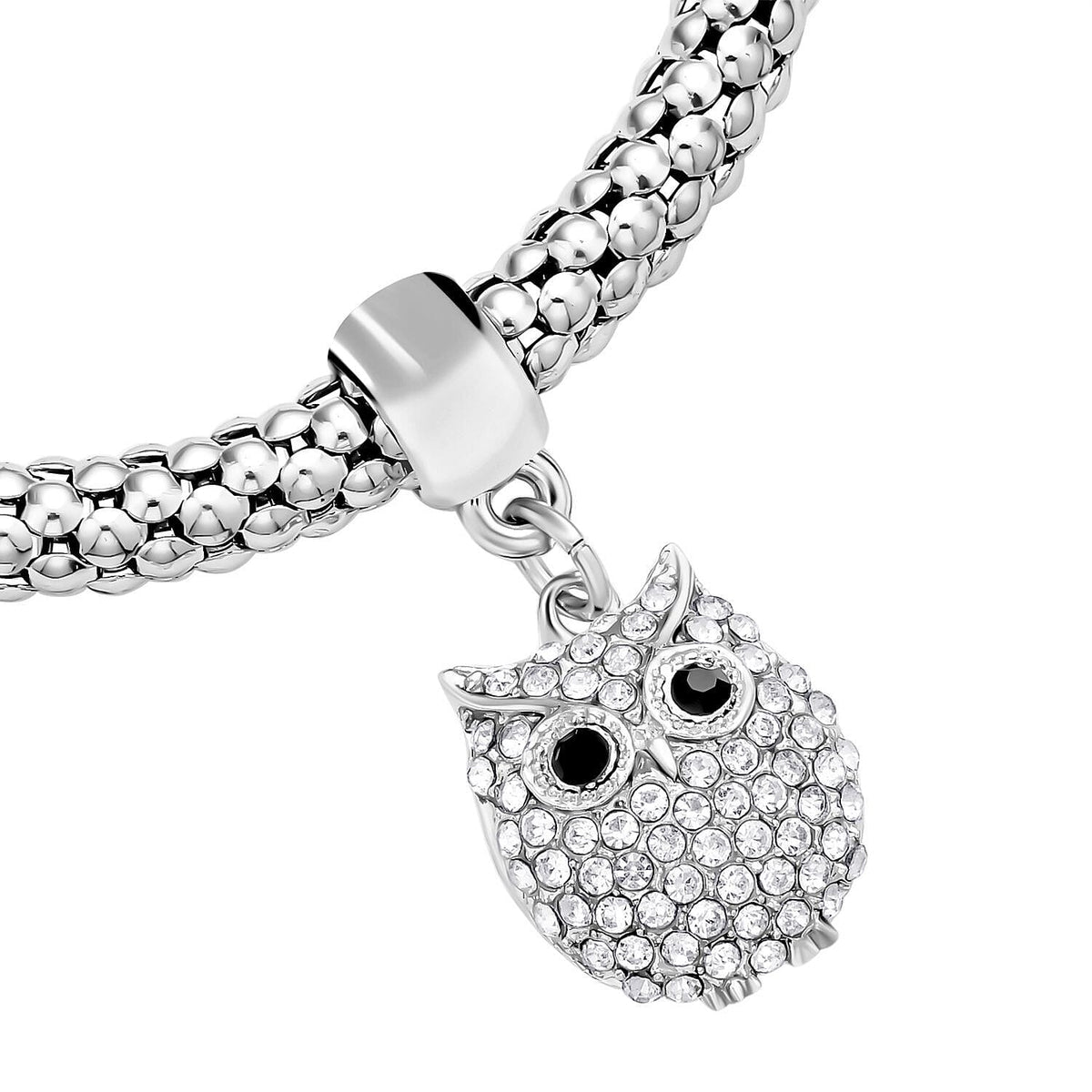 Set of 3 - White Austrian Crystal, Black Austrian Crystal Pave Bracelets (Size 7.5) With Charms in Three-Tone 4130069 5