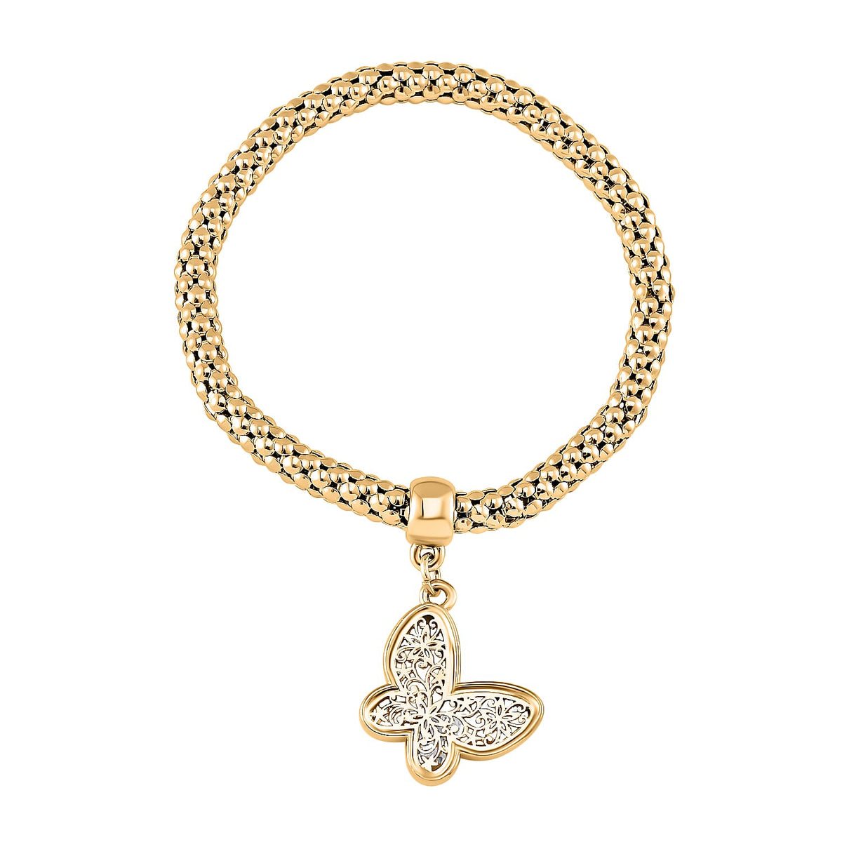 Set of 3 -  White Austrian Crystal Butterfly Charms Bracelet (Size 7.5) 4289646 5