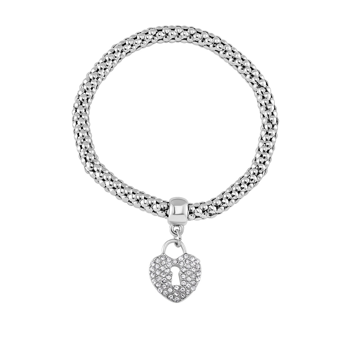 Set of 3 -  White Austrian Lock Crystal Lock Charms Bracelet (Size 7.5) 4289649 2