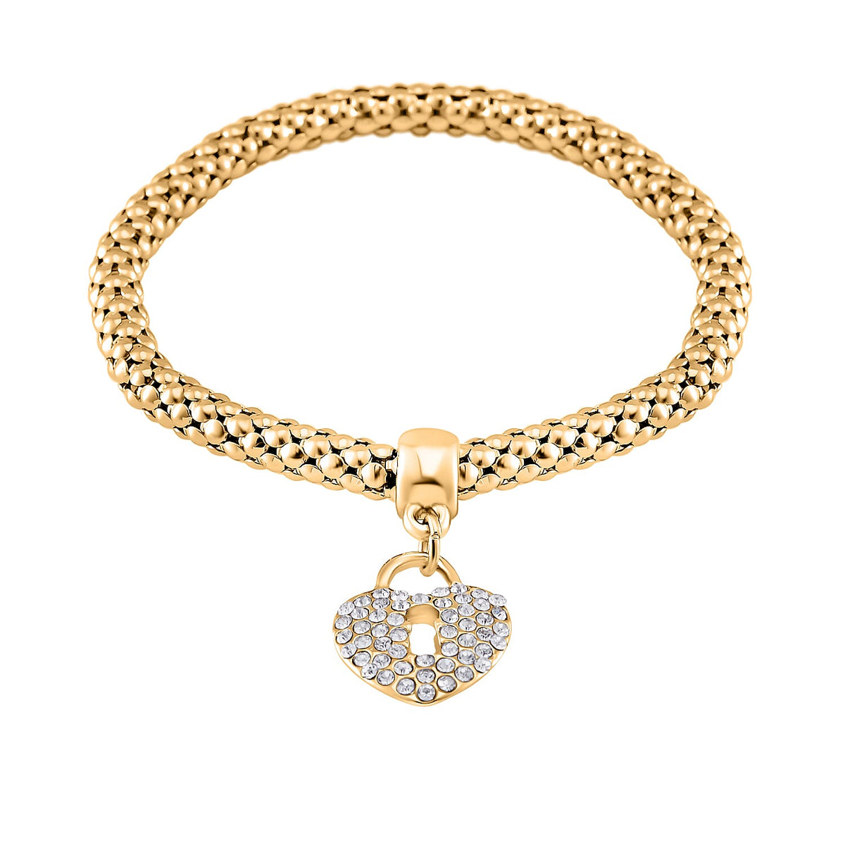 Set of 3 -  White Austrian Lock Crystal Lock Charms Bracelet (Size 7.5) 4289649 6