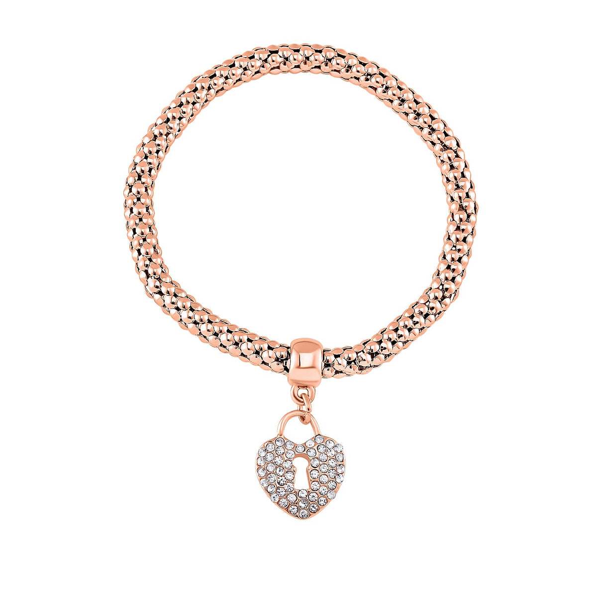 Set of 3 -  White Austrian Lock Crystal Lock Charms Bracelet (Size 7.5) 4289649 8