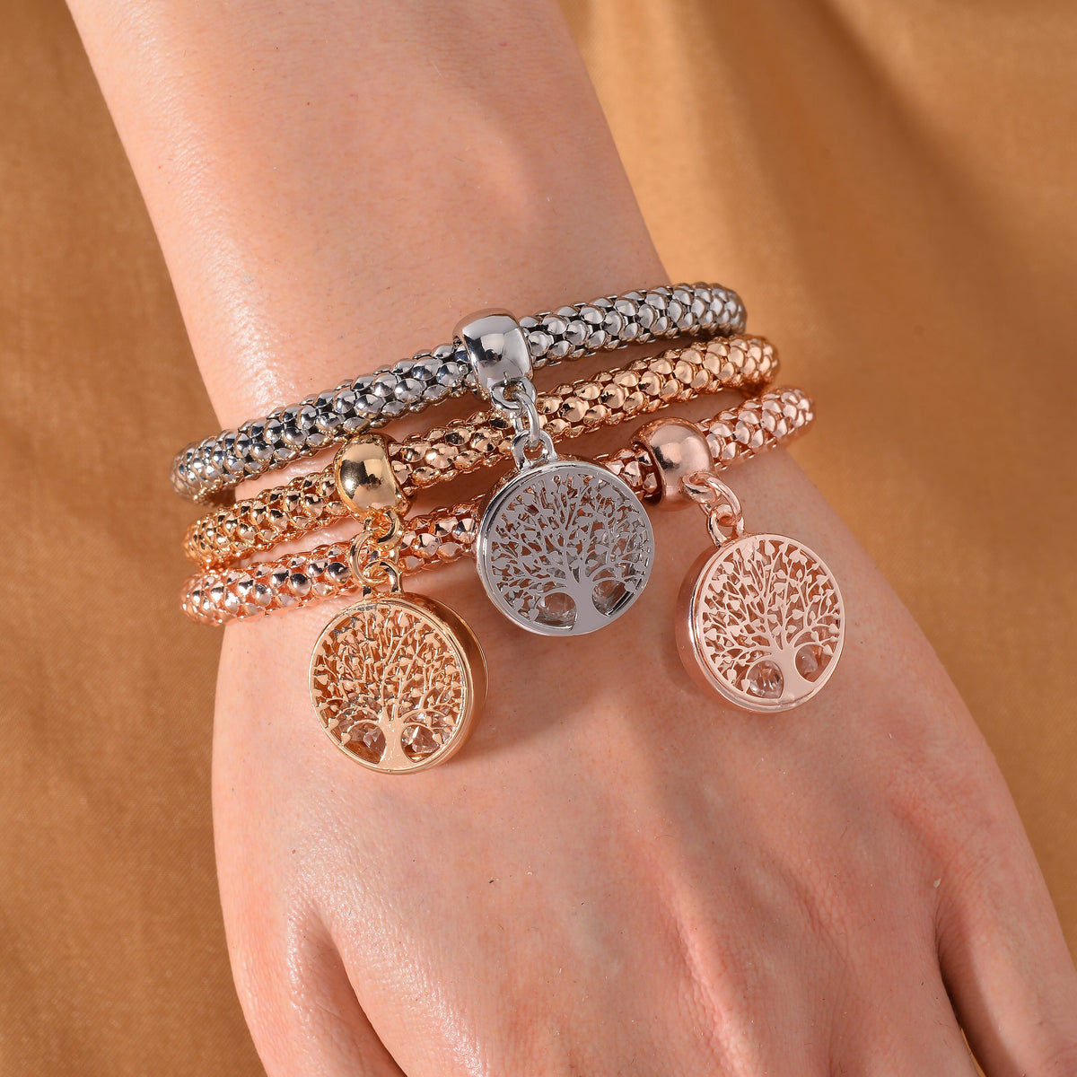 Set of 3 - White Austrian Tree Crystal Charms Bracelet (Size 7.5) 4289654 1