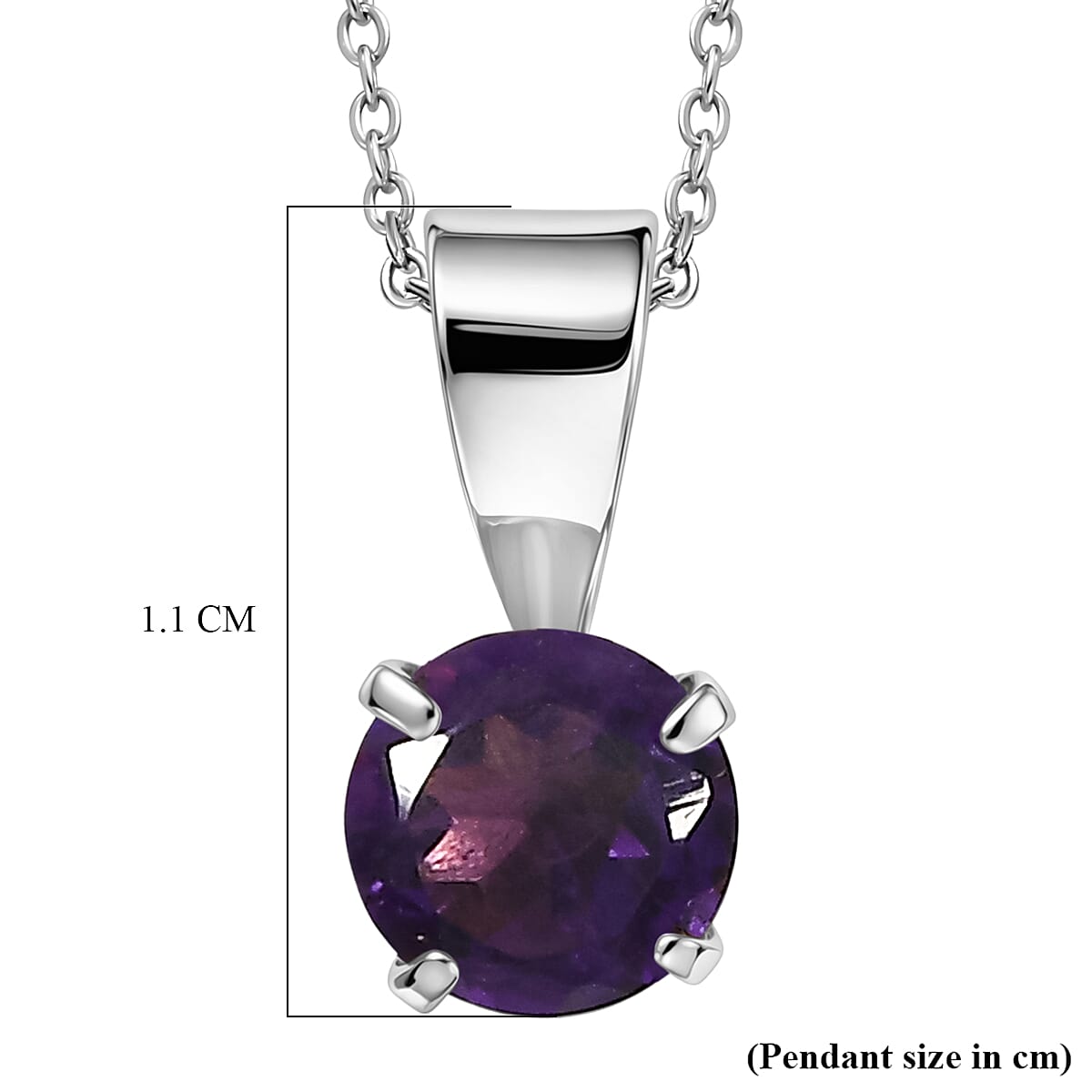Set of 3 - African Amethyst, White Topaz &amp; Black Spinel Solitaire Pendant in Platinum Overlay Sterling Silver with Chain (Size 20) 1.70 Ct. V32513276 7