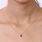 Set of 3 -  White Topaz, Black Spinel & African Amethyst Solitaire Pendant with Chain (Size 20) 1.70 Ct.