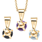 Set of 3 -  White Topaz, Black Spinel & African Amethyst Solitaire Pendant with Chain (Size 20) 1.70 Ct.