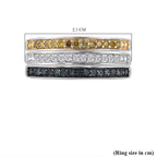 Set of 3 -  Yellow Diamond  Blue Diamond  White Diamond Ring in Platinum Overlay Sterling Silver  Wt. 6 Gms  0.500  Ct.