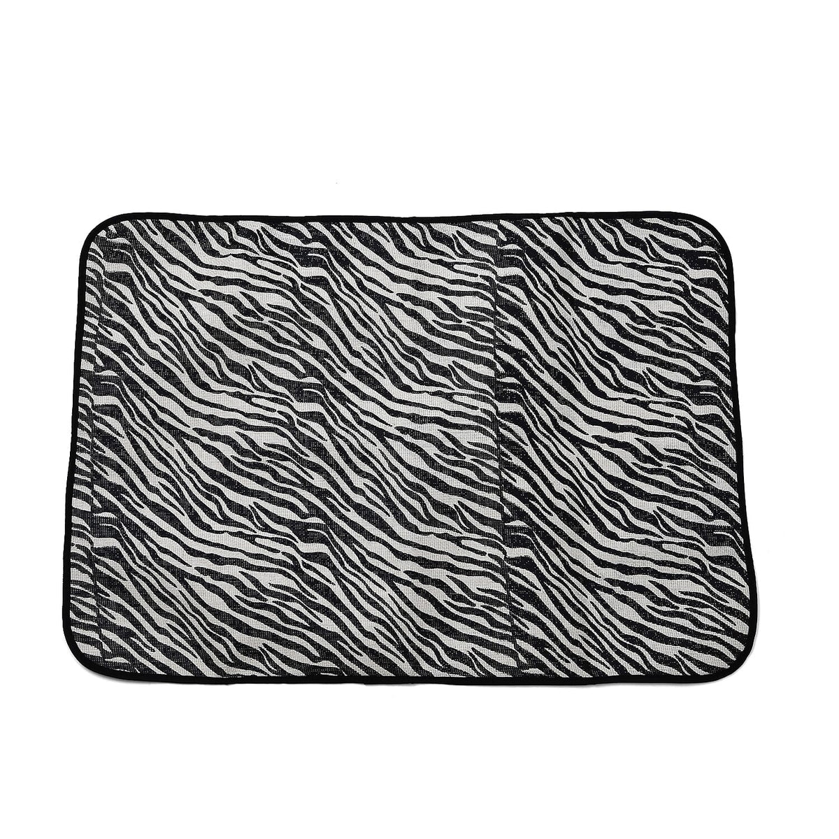 Set of 3: Zebra Striped Pattern Tote Bag, Pouch &amp; Picnic Mat - Black &amp; White V32515262 7